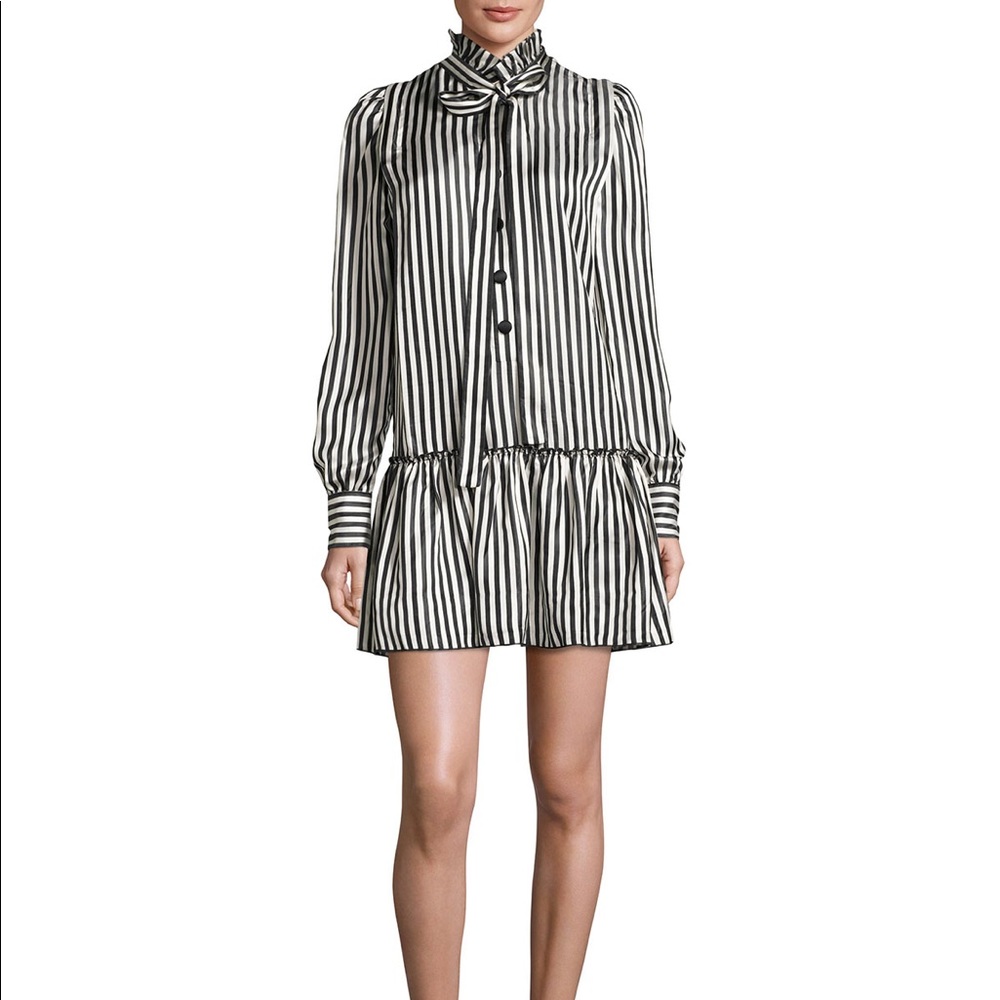 Marc Jacobs Satin Striped Drop-Waist Dress